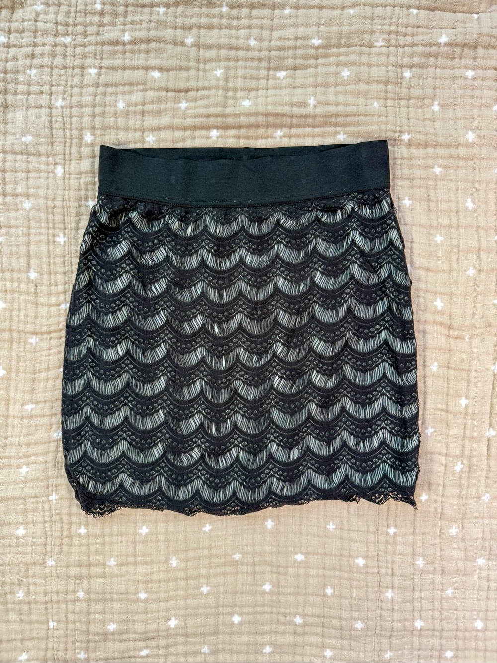 Free People Black Lace Mini Skirt XS